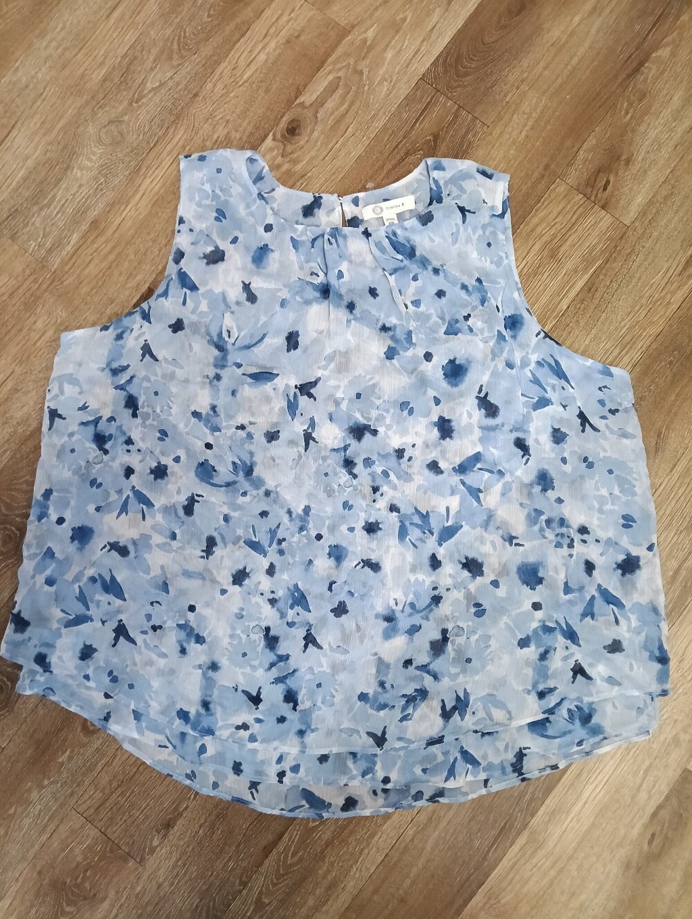 Cristina B Light Blue Floral Sleeveless Camisole
